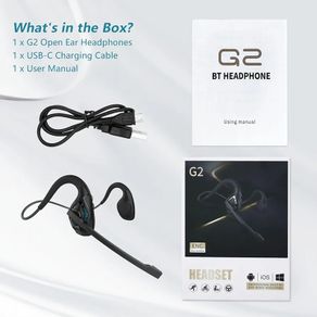 G2 Open Ear Headphones with Noise Cancelling Microphone, Wireless Earphones