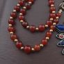 Antique Style Brass & Lapislazuli,Coral,Turqouise Pendant with Carnelian Beads Necklace Image 5