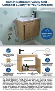 Bathroom Vanity Unit with Basin  Tap Unopened (Navan) oak / black