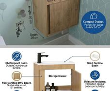 Bathroom Vanity Unit with Basin  Tap Unopened (Navan) oak / black