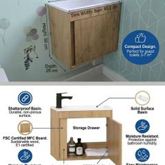 Bathroom Vanity Unit with Basin  Tap Unopened (Navan) oak / black