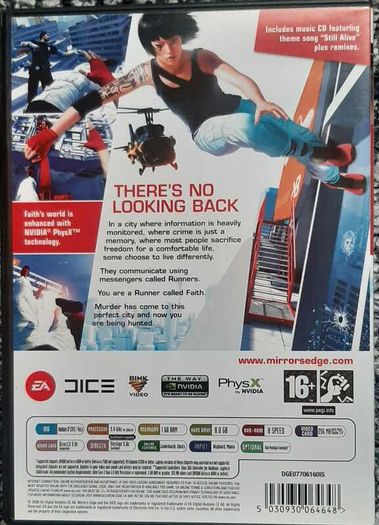 Mirror's Edge PC DVD-ROM Complete CIB with Bonus Soundtrack CD