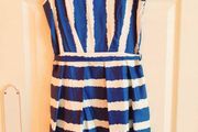 Blue and white tie waist dress, size 8