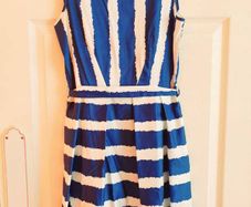 Blue and white tie waist dress, size 8