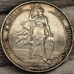 Great Britain 1902 Silver Florin 2 Shillings Great Condition