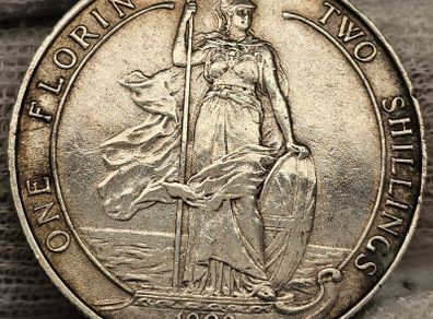 Great Britain 1902 Silver Florin 2 Shillings Great Condition