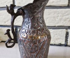 Antique Persian Qajar Dynasty tinned copper jug