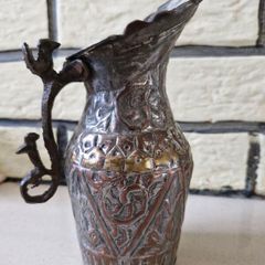 Antique Persian Qajar Dynasty tinned copper jug