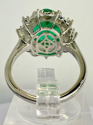 Peacock Triplet Quartz & White Zircon Ring