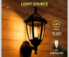 EBION Outdoor Wall Light, E27 Outside Wall Lights Mains Powered, Black
