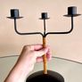 Laurids Lonborg 3 Arm Candle Holder, Rattan & Metal, Danish Mid-Century Image 10