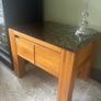 Two solid oak side tables with glass protector. Image 2