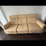 Free - Leather recliner sofa in cream-available end April Image 3
