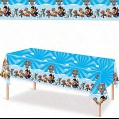 paw patrol birthday decor disposable table cloth x 6 and backdrop For photos all brand new in package price is for everything together  Tablecloth 180 x 108 cm and 6 available to go together