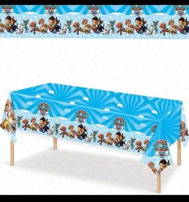 paw patrol birthday decor disposable table cloth x 6 and backdrop For photos all brand new in package price is for everything together  Tablecloth 180 x 108 cm and 6 available to go together