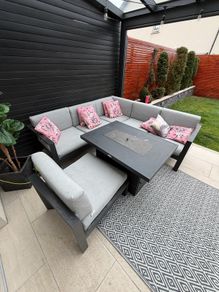 Garden corner sofa with gas table