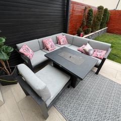 Garden corner sofa with gas table