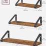 Set of 3, Shelf, 2 Mounting Options, Display Shelf, for Living Room, Kitchen, Study, Bathroom, Rustic Brown and Black Image 3