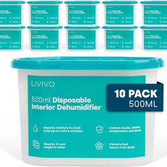 Dehumidifiers Disposable 500ml - 10-Pack Disposable Dehumidifiers for Home - Condensation Absorbers for Windows, Moisture Absorber, Mould Damp Trap, Interior Dehumidifier for Wardrobe, Bathroom