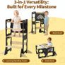4-in-1 Toddler Standing Tower, Convertible Kids Kitchen Step Stool with Anti-Drop Safety Rail, Multi-Use Learning Helper Tower for Kitchen Counter, with Blackboard (Black & Natural) Image 4