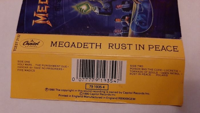 Megadeth rust in peace 1990 vintage tape