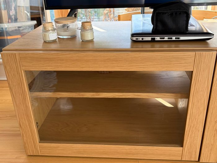 BESTA IKEA TV cabinet with SINDVIK glass doors