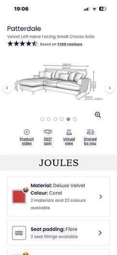 DFS sofa patterdale Joules designer