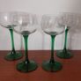 Fabulous Set of Four Vintage Retro Luminarc Long Emerald Green Stemmed Alsace White Wine Glasses, Made in France, Circa 1970, (Slim Tapered Stems) Image 2
