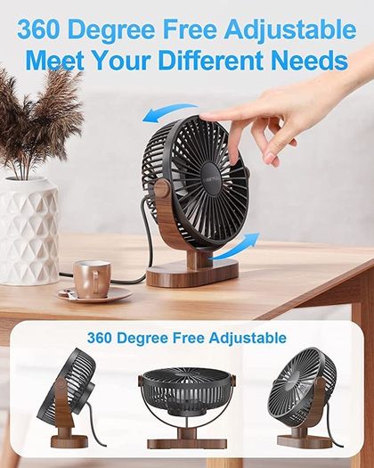 Desk Fan, Small USB Desk Fan Silent, 3 Speeds Portable Personal Desktop Fan, Dual 360 Degree Adjustment Mini Fan, Quiet Operation for Home,Office,School and Outdoor