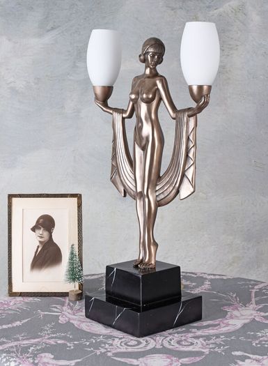 Table Lamp Villa Gatsby Art Deco Table Lamp Female Nude Bauhaus Lamp