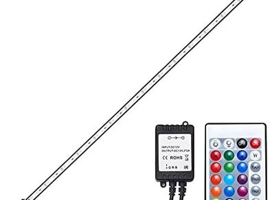 Aquarium Light,78cm RGB Submersible Aquarium LED Light with Remote Control, 12V Waterproof Fish Tank Light Strip, 45 LEDs