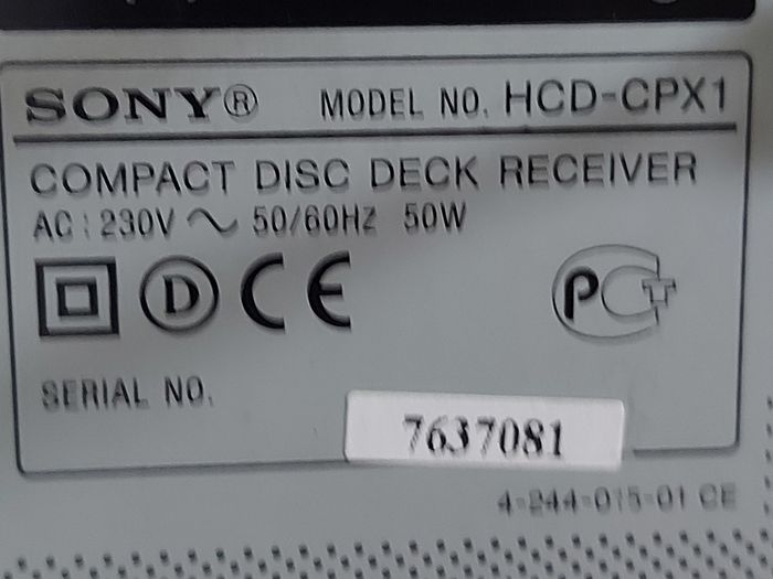 Sony Micro Hi-Fi Component System, Model CMT-CPX1, Radio, CD, Tape and Mini Disc, everything working fine except for the Tape Deck