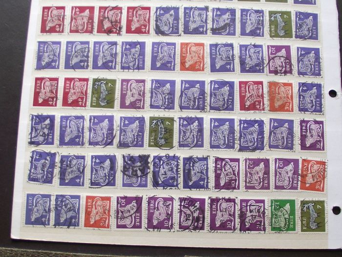A small collection of postal cancellations on Irish stamps