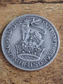 Great Britain UK 1936, One Shilling, George V, Silver Coin - free standard postage