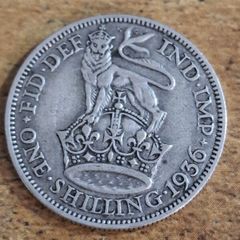 Great Britain UK 1936, One Shilling, George V, Silver Coin - free standard postage