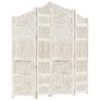 Hand carved 4-Panel Room Divider White 160x165 cm Solid Mango Wood Image 6