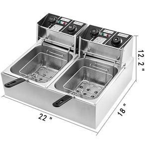 12L Electric Deep Fryers Dual Tanks for Fast Food Restaurant or Camping Picnic Fried Chicken Frying Chips French Fries 220v new