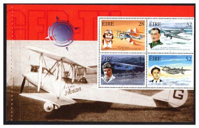 1998 Ireland Pioneers of Irish Aviation Commemorative Stamps Booklet Pane Mint Never Hinged (MNH). Hibernian HP100