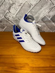 Adidas Predator 19.4 White/Blue Football/Soccer Soft Ground Astro Turf Trainers UK5 EUR38