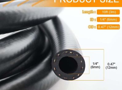 Fuel Line Hose 3m Fuel Pipe 6mm ID Fuel Hose Fuel Line for Car Tractor Motorcycle Small Engines