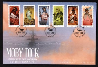 2019 Isle of Man Birth Bicentenary of Herman Melville Novelist & poet; Writer of Moby Dick Commemorative Stamps First Day Cover (FDC)