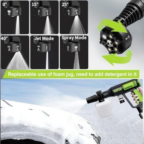 Cordless Pressure Washer, 20000mAh Battery, Portable Pressure Washer 1060PSI With 6-In-1 Nozzle, Foam Bottle, Handheld Brushless High Pressure Jet Washer for Car, Patio, Floor & Garden Cleaning