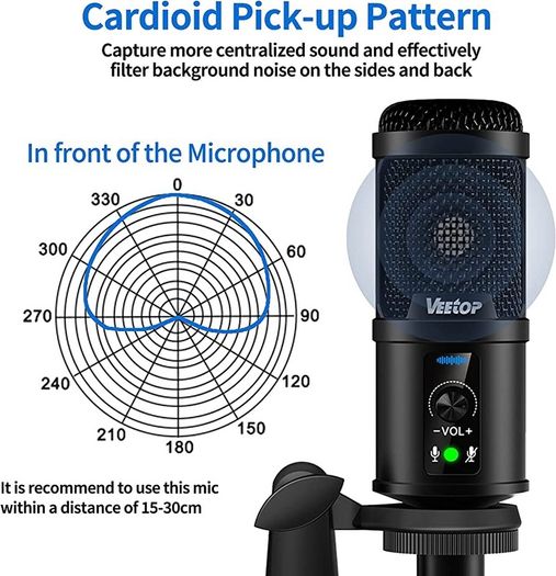 USB Microphone Metal Computer Condenser PC Mic for Gaming Podcasting Streaming Recording Voiceover YouTube Skype Twitch Zoom Cardioid with Tripod Compatible with Desktop Laptop Windows MacOS (FREE POSTAGE)
