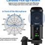 USB Microphone Metal Computer Condenser PC Mic for Gaming Podcasting Streaming Recording Voiceover YouTube Skype Twitch Zoom Cardioid with Tripod Compatible with Desktop Laptop Windows MacOS (FREE POSTAGE) Image 3