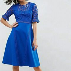 Elegant Blue Lace Dress