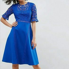 Elegant Blue Lace Dress