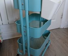 Ikea Rashult light blue arts & crafts storage trolley + 2 storage boxes perfect for playroom etc