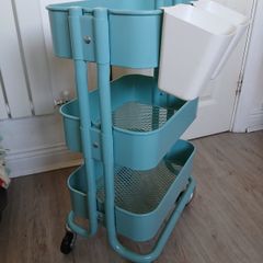 Ikea Rashult light blue arts & crafts storage trolley + 2 storage boxes perfect for playroom etc