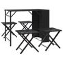 5 Piece Garden Dining Set Foldable Black Poly Rattan Image 3