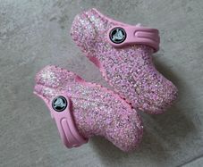 UK4, Crocs Kids' Classic Lined Glitter Clogs
